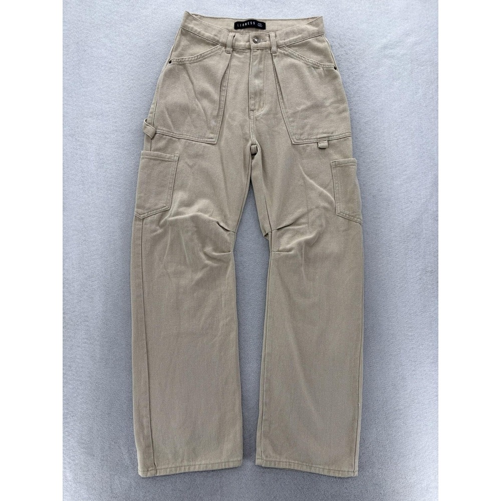 Lioness Miami Vice Cargo Pants Womens XXS Beige Twill Carpenter Baggy Utility